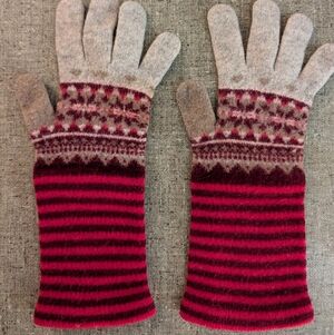 Eribe Lambswool Fushia Striped Long Cuff Gloves